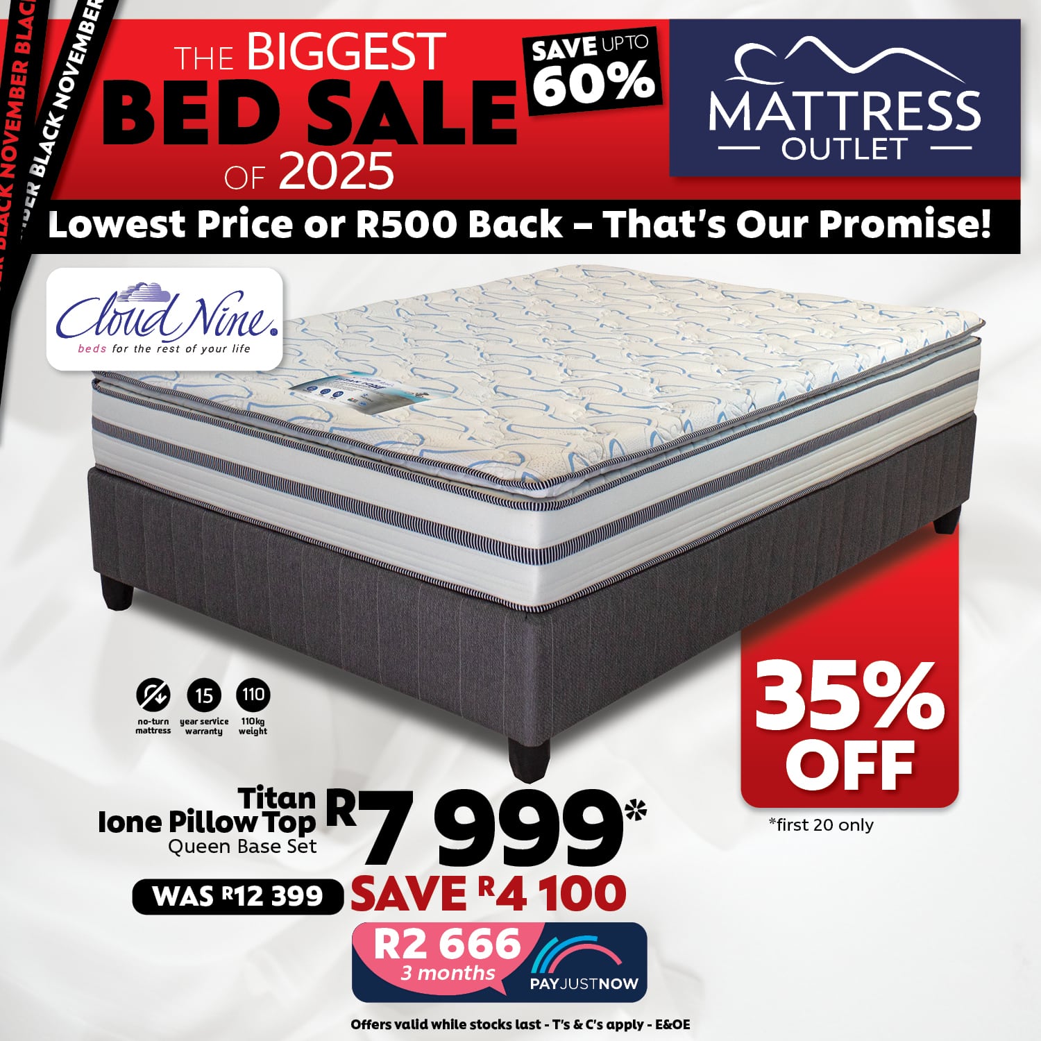 Cloud Nine,Titan Ione Pillow Top, Base and Mattress - Image 2